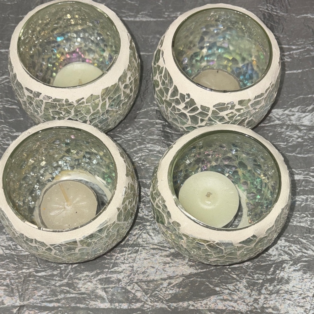 Mosaic Glass Tealight Holders - Set of 4